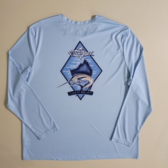 Fish n Vibe Men's Blue Long Sleeve Sun Protection Performance Fishing Tee - Picture 15 of 16